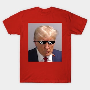 Trump Mugshot with Meme Glasses T-Shirt